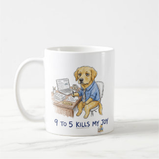 Rolig Golden Retriever 9 till 5 Kills My Joy Krita Kaffemugg