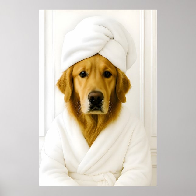 Rolig Golden Retriever Badrumstryck, Golden Poster (Framsidan)