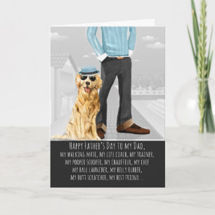Rolig Golden Retriever Fars Dag från hunden Kort