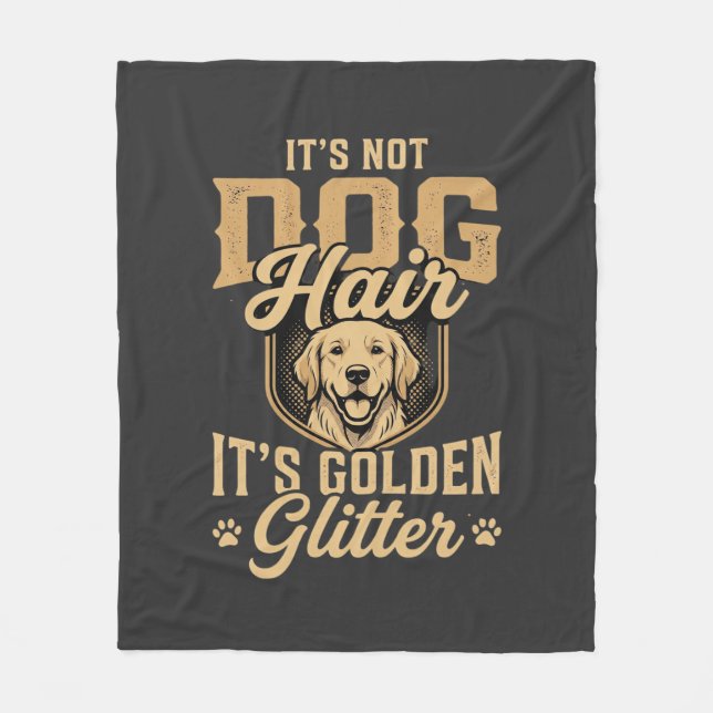 Rolig Golden Retriever Hund Hår Glitter Fleecefilt (Framsidan)