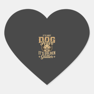 Rolig Golden Retriever Hund Hår Glitter Hjärtformat Klistermärke