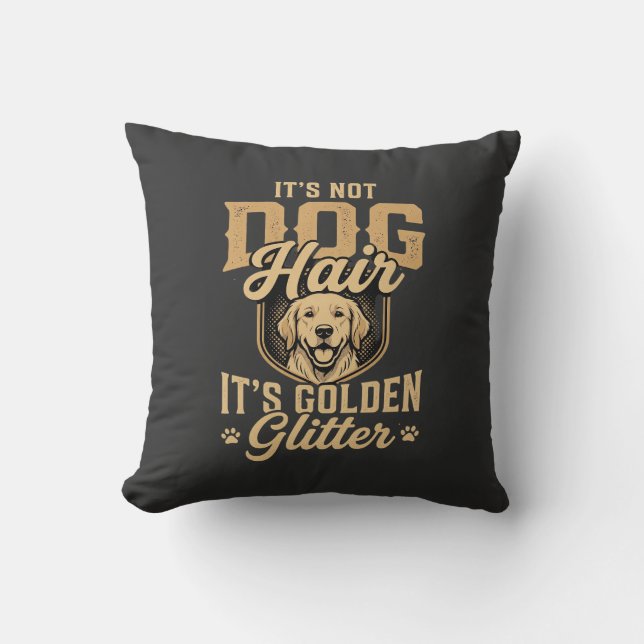 Rolig Golden Retriever Hund Hår Glitter Kudde (Framsida)