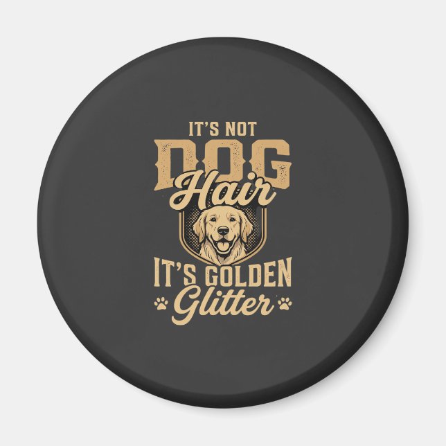 Rolig Golden Retriever Hund Hår Glitter Magnet (Framsidan)