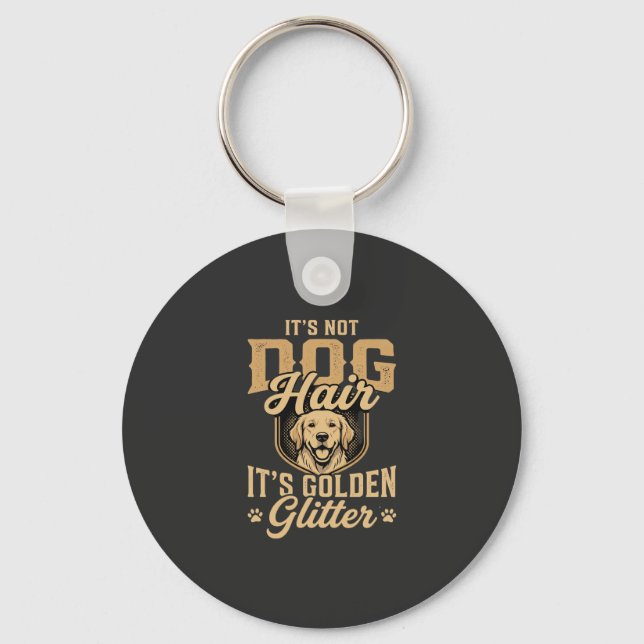 Rolig Golden Retriever Hund Hår Glitter Nyckelring (Framsida)