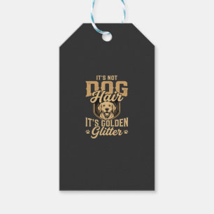 Rolig Golden Retriever Hund Hår Glitter Presentetikett