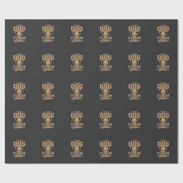 Rolig Golden Retriever Hund Hår Glitter Presentpapper (Platt)