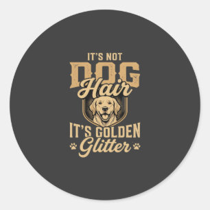 Rolig Golden Retriever Hund Hår Glitter Runt Klistermärke