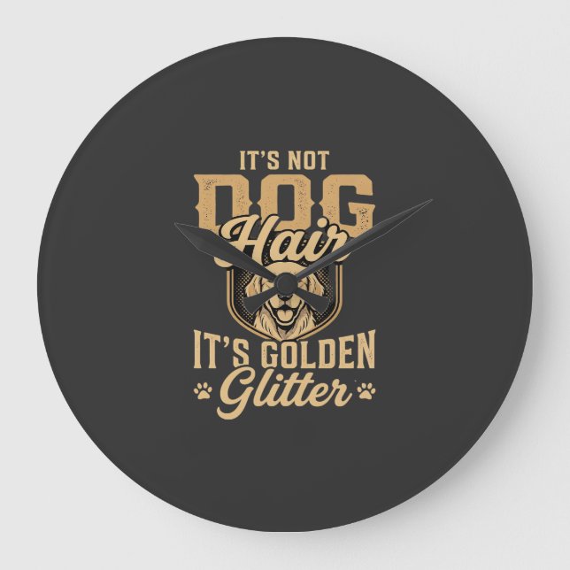 Rolig Golden Retriever Hund Hår Glitter Stor Klocka (Framsida)