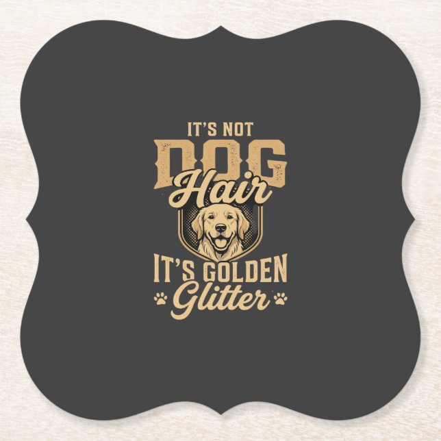 Rolig Golden Retriever Hund Hår Glitter Underlägg Papper (Framsida)