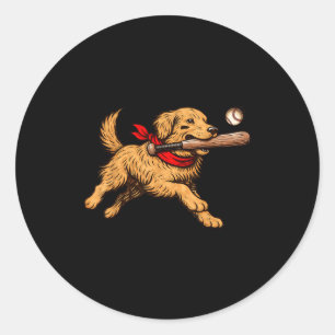 Rolig Golden Retriever Hund som spelar baseboll Ga Runt Klistermärke