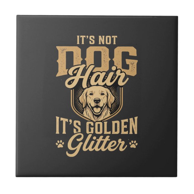 Rolig golden retriever hundhår glitter kakelplatta (Framsidan)