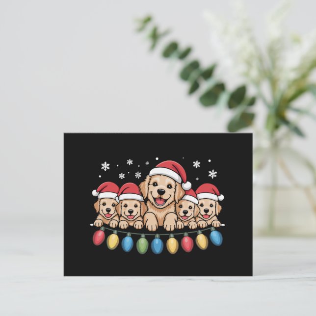 Rolig Golden Retriever Jul Valp Hund  Helg Vykort (Stående Fram)