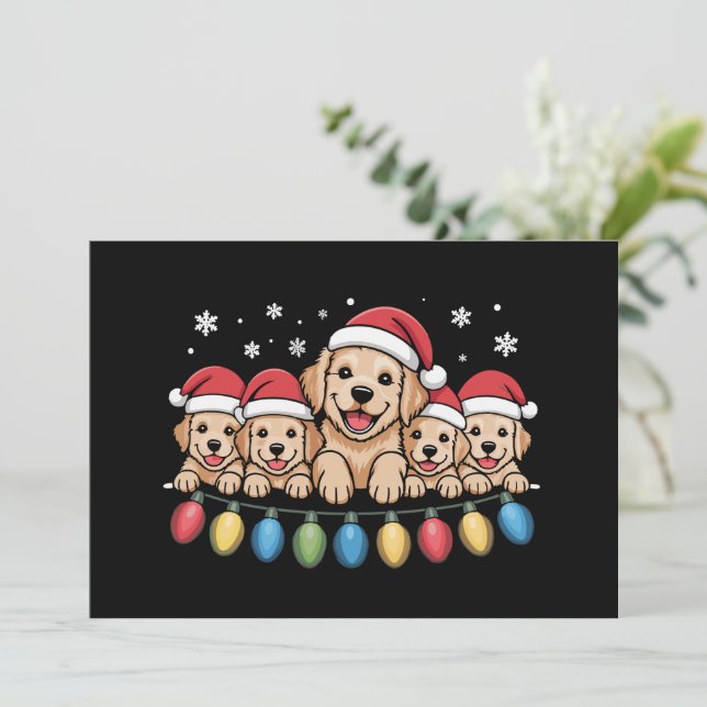 Rolig Golden Retriever Jul Valp Hund  Inbjudningar (Stående Fram)