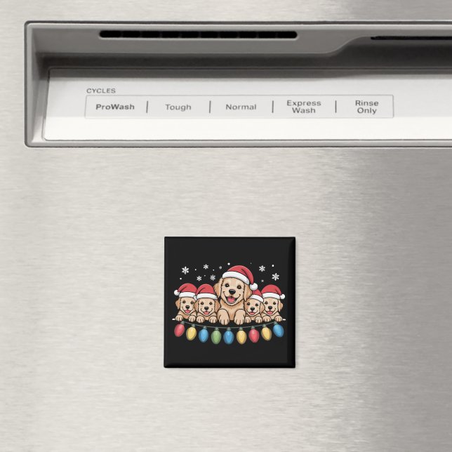 Rolig Golden Retriever Jul Valp Hund  Magnet (In Situ (Dishwasher))