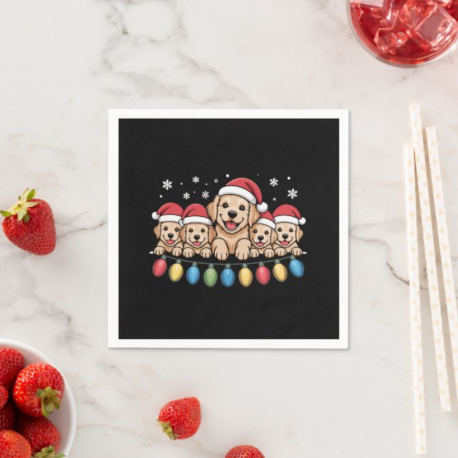 Rolig Golden Retriever Jul Valp Hund  Pappersservett (Insitu)