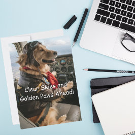 Rolig Golden Retriever Pilot Flyg Hund Födelsedag Kort