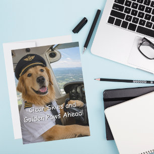 Rolig Golden Retriever Pilot Flyg Hund Födelsedag Kort