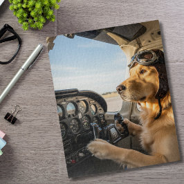 Rolig Golden Retriever Pilot Hund Flygplanscockpit Pussel