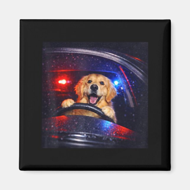 Rolig Goldendoodle Dricker Iced Coffee Djur Mem Magnet (Framsidan)