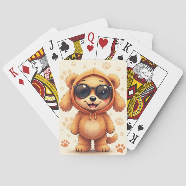 Rolig Goldendoodle Kawaii Hund Casinokort (Baksidan)