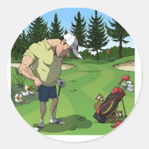 Rolig golf avbildar runt klistermärke