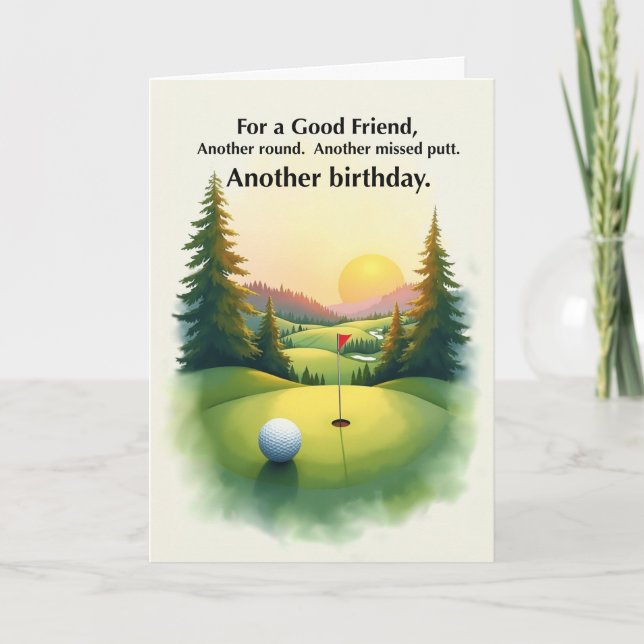 Rolig Golf Födelsedag Missad Putt Humor För Vän Kort (Framsida)