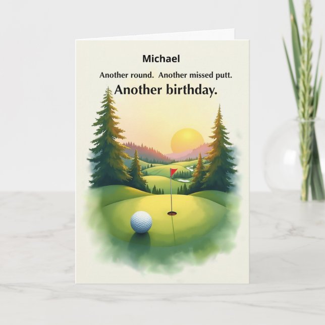 Rolig golf-födelsedag missad putt humor Personlig Kort (Framsida)