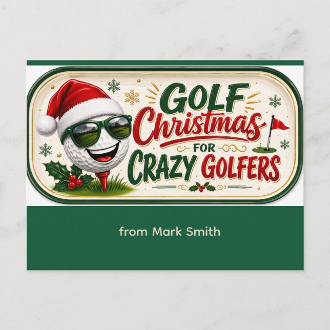 Rolig golf-julsats för golfare helg vykort (Framsida)