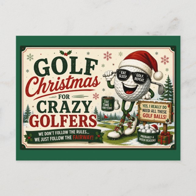 Rolig golf-julsats för golfare helg vykort (Framsida)