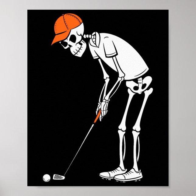 Rolig Golf Skelett Golf Halloween Golf Sport  Poster (Framsidan)