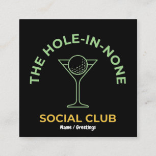 Rolig Golf Social Klubb Humor Hål-Ingen Martini Fyrkantigt Visitkort