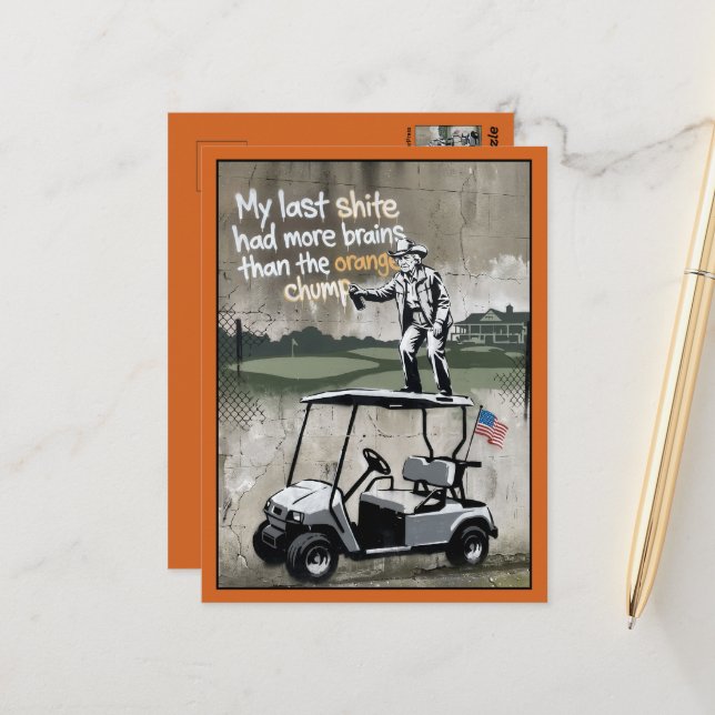 Rolig golf-tema Anti-Trump Vykort (Fram/Back In Situ)