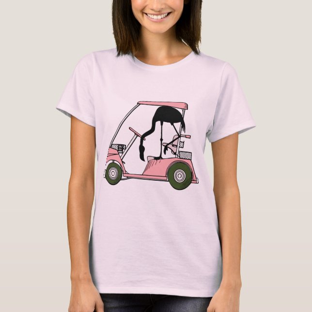 Rolig golf-tema golfkärra flamingo golf caddy tee (Framsida)