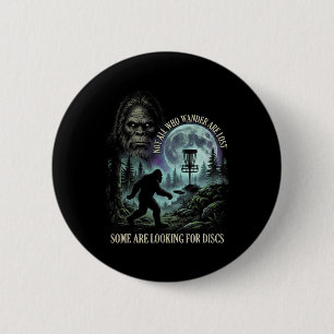 Rolig Golfande Bigfoot Disc Golf Spelare 90s Grafi Knapp