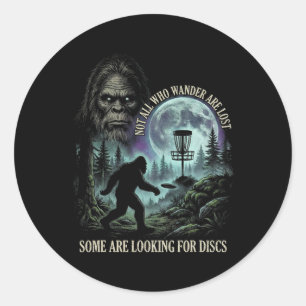 Rolig Golfande Bigfoot Discgolfspelare 90-tals Gra Runt Klistermärke