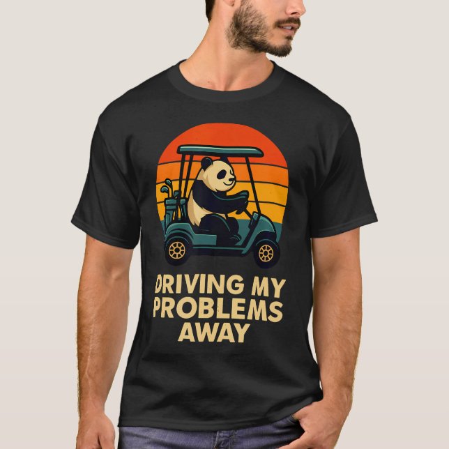 Rolig Golfande Panda Kör Mina Problem T Shirt (Framsida)