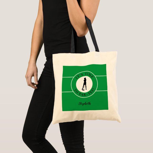 Rolig Golfare Par Tee Tid Golf Söt Grön Svart Tygkasse (Framsida (produkt))
