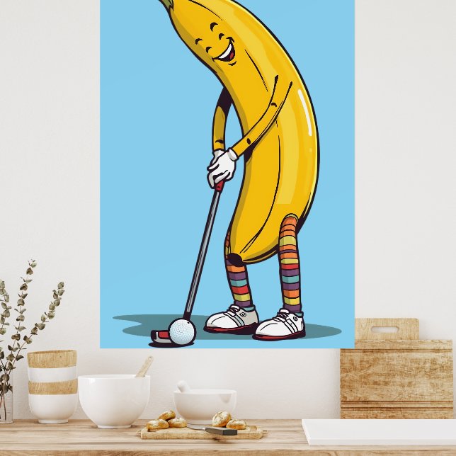 Rolig golfbanan karaktär svänger klubba  poster (Kök)