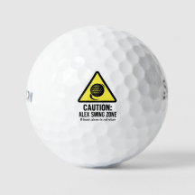Rolig golfboll med varning för svingzon design