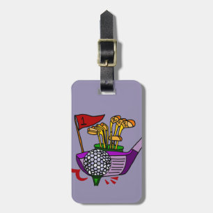 Rolig golfboll- och klubbgolfspelkonst bagagebricka