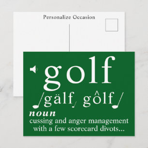 Rolig golfdefinition Tee ilska hanteringshumor Helg Vykort
