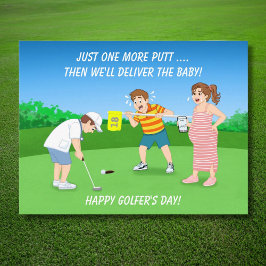 Rolig golfdoktor som föder barn efter putt humor vykort