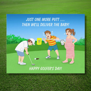 Rolig golfdoktor som föder barn efter putt humor vykort