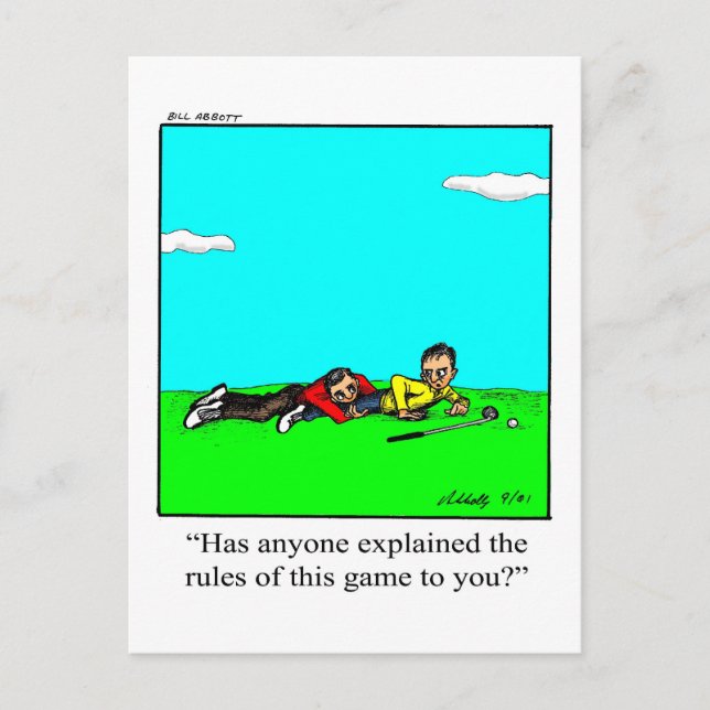 Rolig golfhumor postkort vykort (Framsida)
