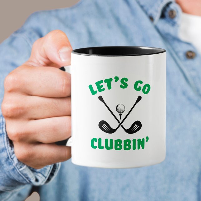 Rolig golfklubba för golfare Modern sport svart gr Mugg (Golfer Funny Golf Club Modern Sports Black Green Mug)