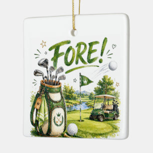 Rolig golfprydnad för golfare julgransprydnad keramik