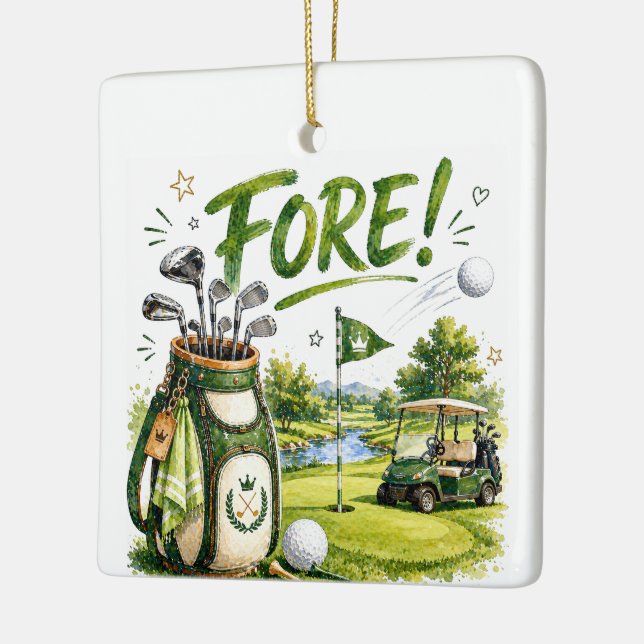 Rolig golfprydnad för golfare  julgransprydnad keramik (Vänster)
