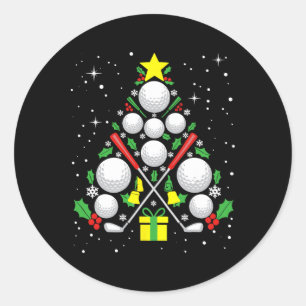 Rolig golfspelare Xmas-ljus golf julgran Runt Klistermärke