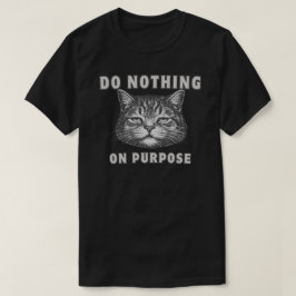 Rolig “Gör Ingenting” Lat Katt Minimalistisk T Shirt