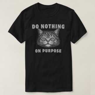 Rolig “Gör Ingenting” Lat Katt Minimalistisk T Shirt